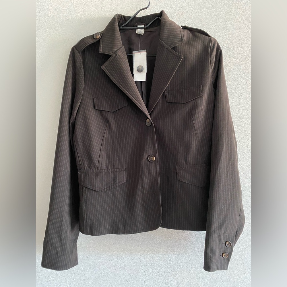 NWT Old Navy Sport Jacket Size Large Chocolate Brown Pin Stripe